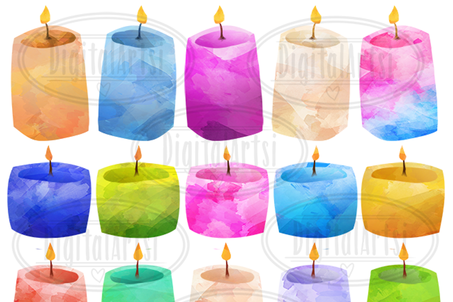 Watercolor Candles Clipart