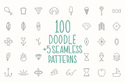 100 Doodle + 5 Seamless Patterns