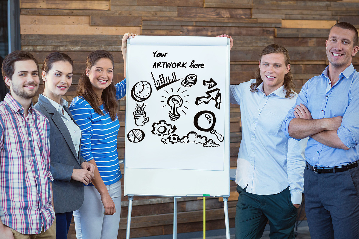 Group Standing Around Whiteboard in Templates - product preview 8