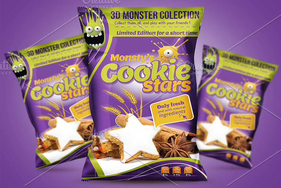 Cookie packaging design template