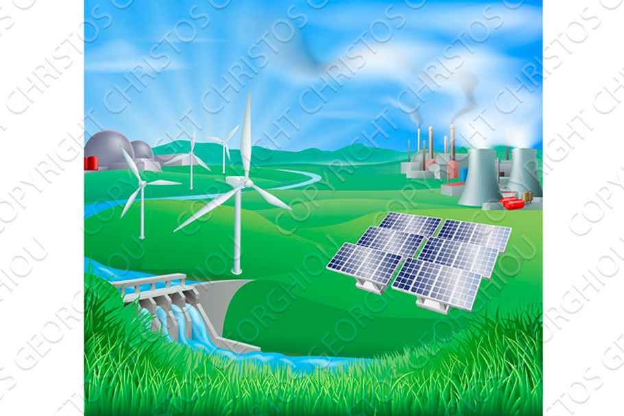 Electricity or power generation methods in Illustrations - product preview 8