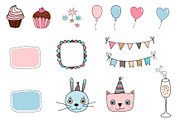 Cute happy birthday clip art set
