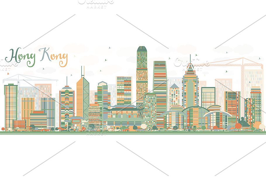 Abstract Hong Kong Skyline in Illustrations - product preview 8