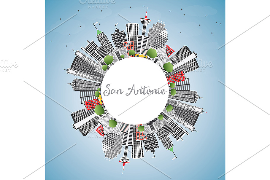 San Antonio Skyline in Illustrations - product preview 8