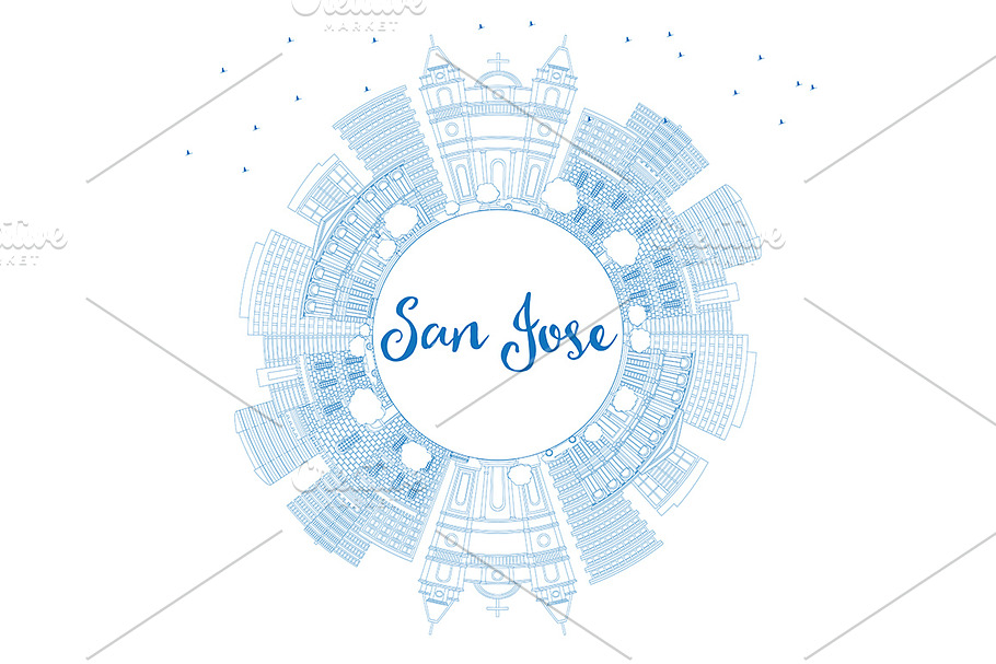 Outline San Jose Skyline  in Illustrations - product preview 8