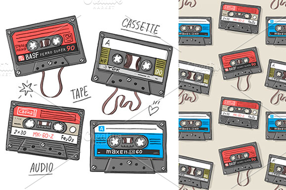 Pattern and set "Cassette tapes" in Patterns - product preview 8