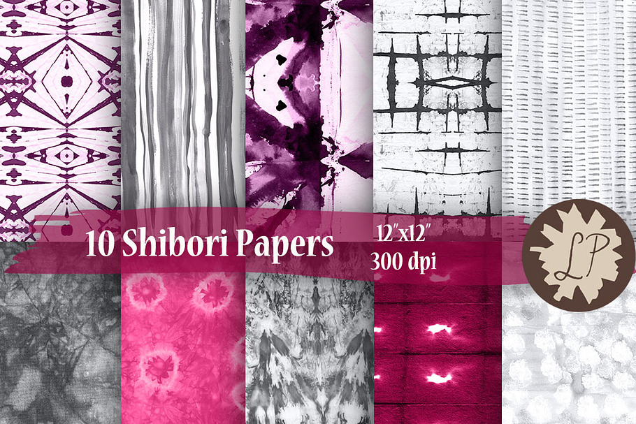 Silver-Pink Shibori Papers