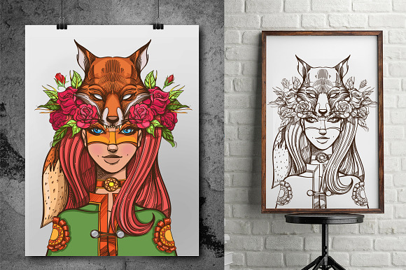 Woman-Fox. Totems in Illustrations - product preview 1