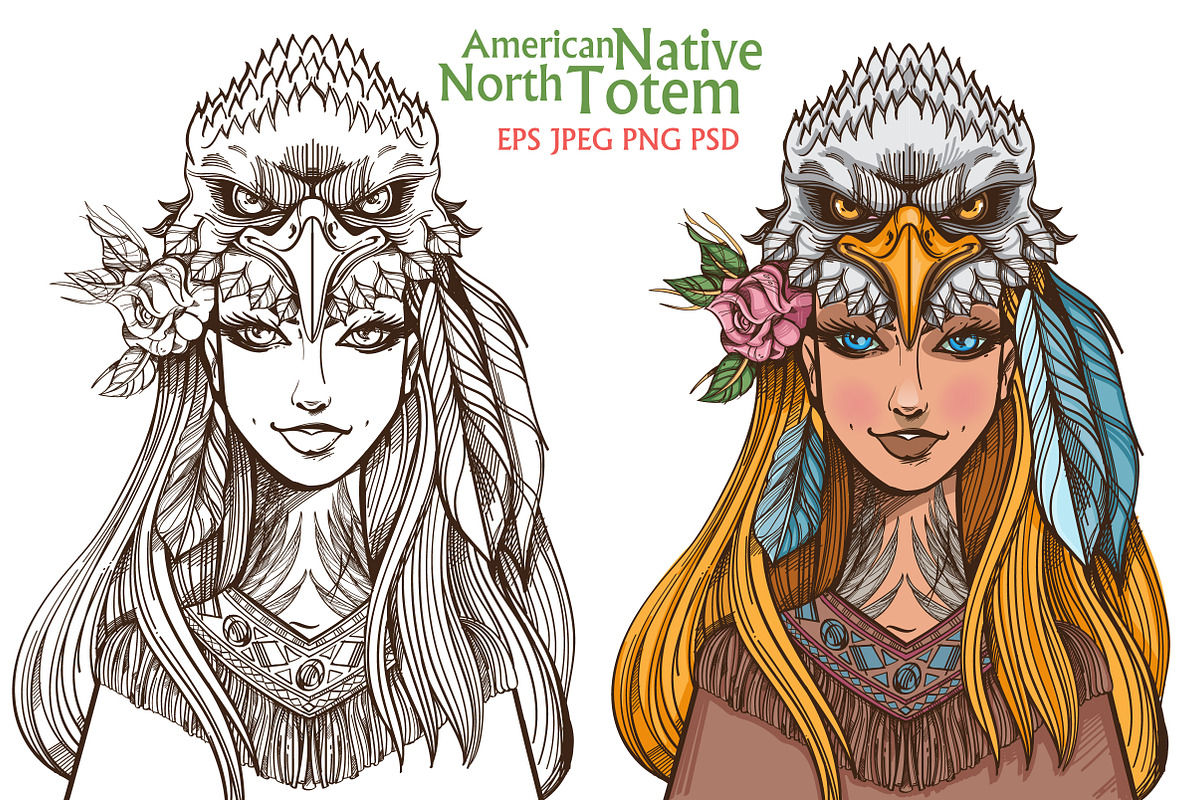 Woman-Eagle. Totems in Illustrations - product preview 8