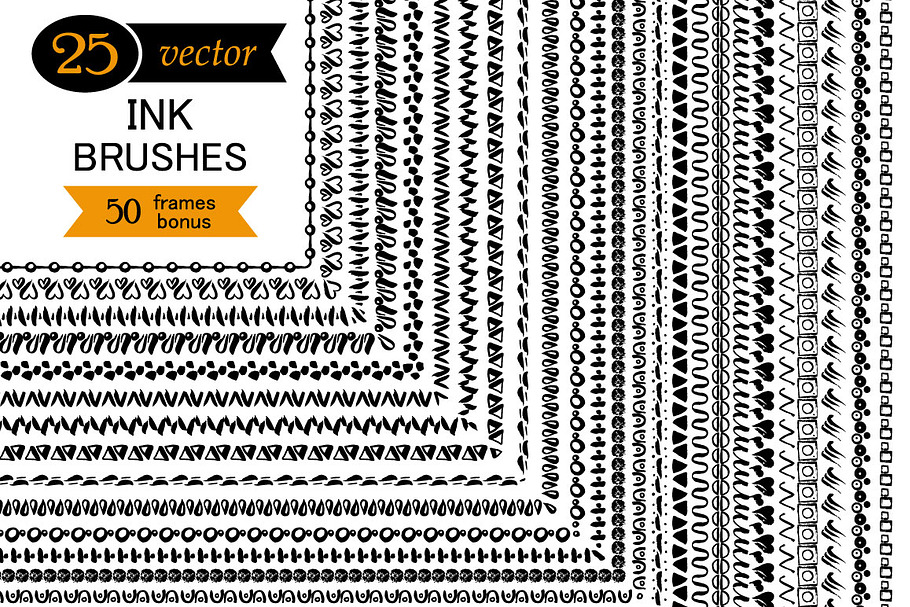 25 vector ink brushes.