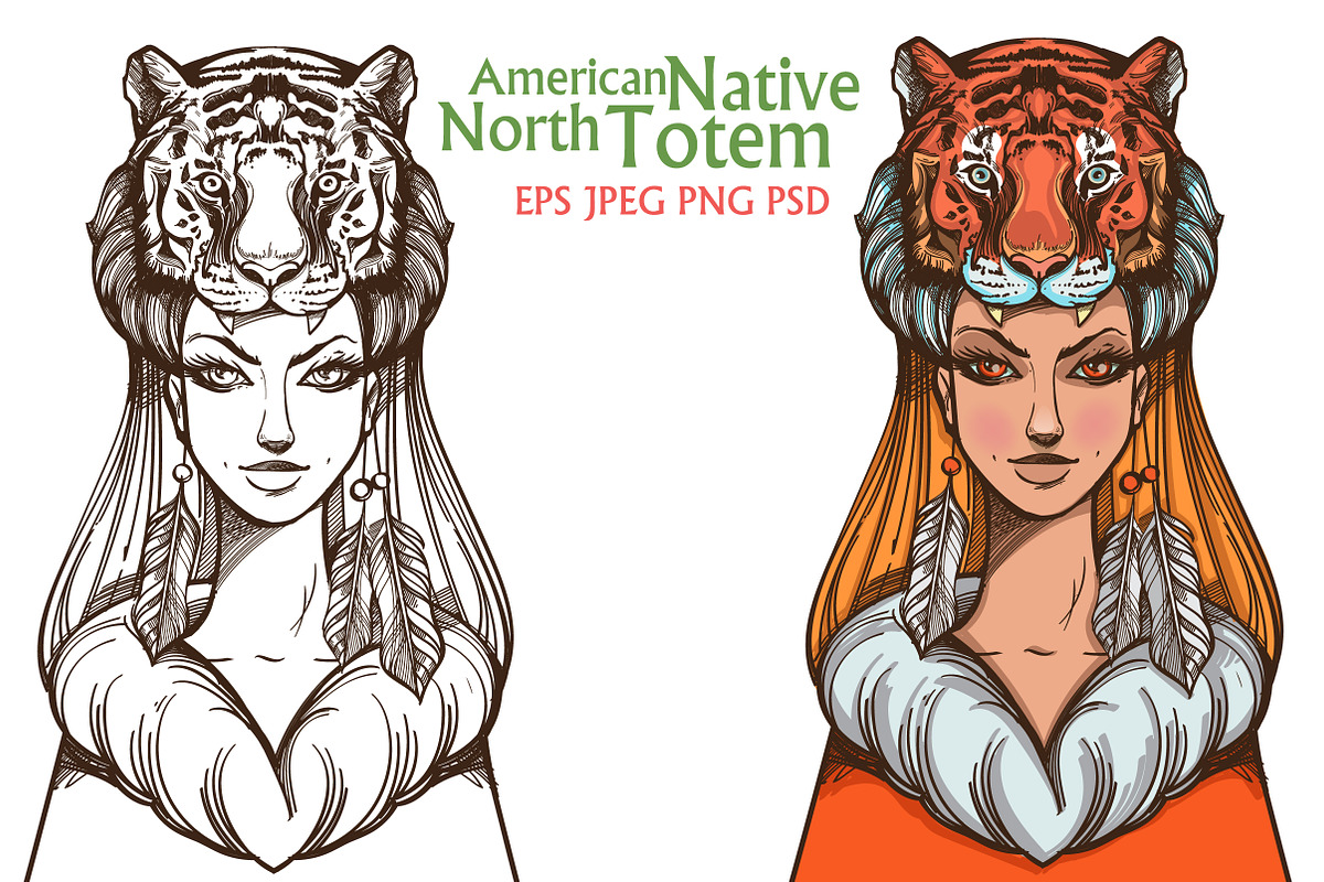 Woman-Tiger. Totems in Illustrations - product preview 8
