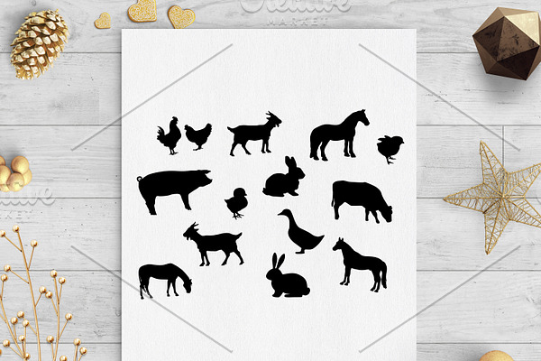 farm animals clip art svg cut file