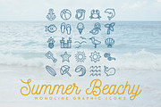 25 Summer Beach Monoline Icons