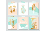 Set of six vector summer cards