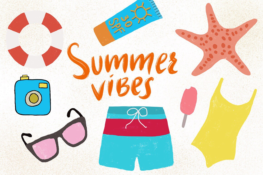Set of 17 Cute Summer Things in Illustrations - product preview 8