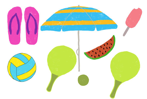 Set of 17 Cute Summer Things in Illustrations - product preview 2
