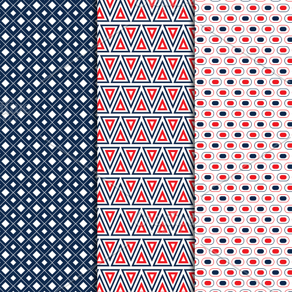 Blue and Red Geometric Patterns in Patterns - product preview 1