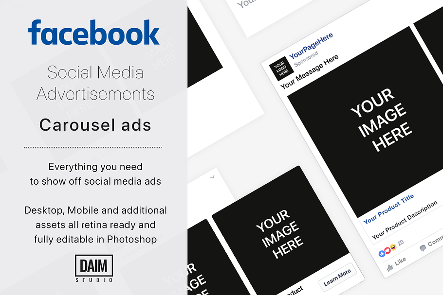 Facebook Carousel ad in Facebook Templates - product preview 8