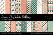Green And Nude Digital Papers