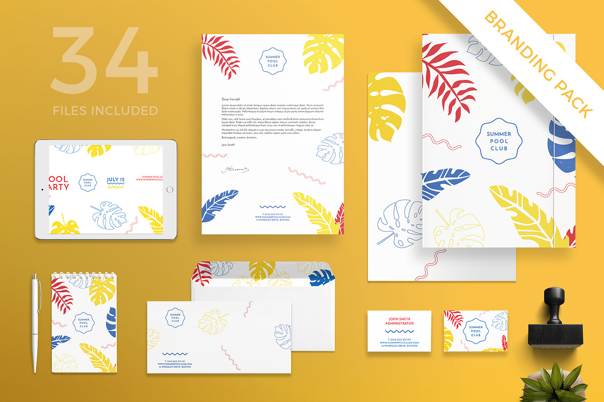 Branding Pack | Pool Party in Branding Mockups - product preview 8