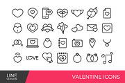 Valentine Line icons
