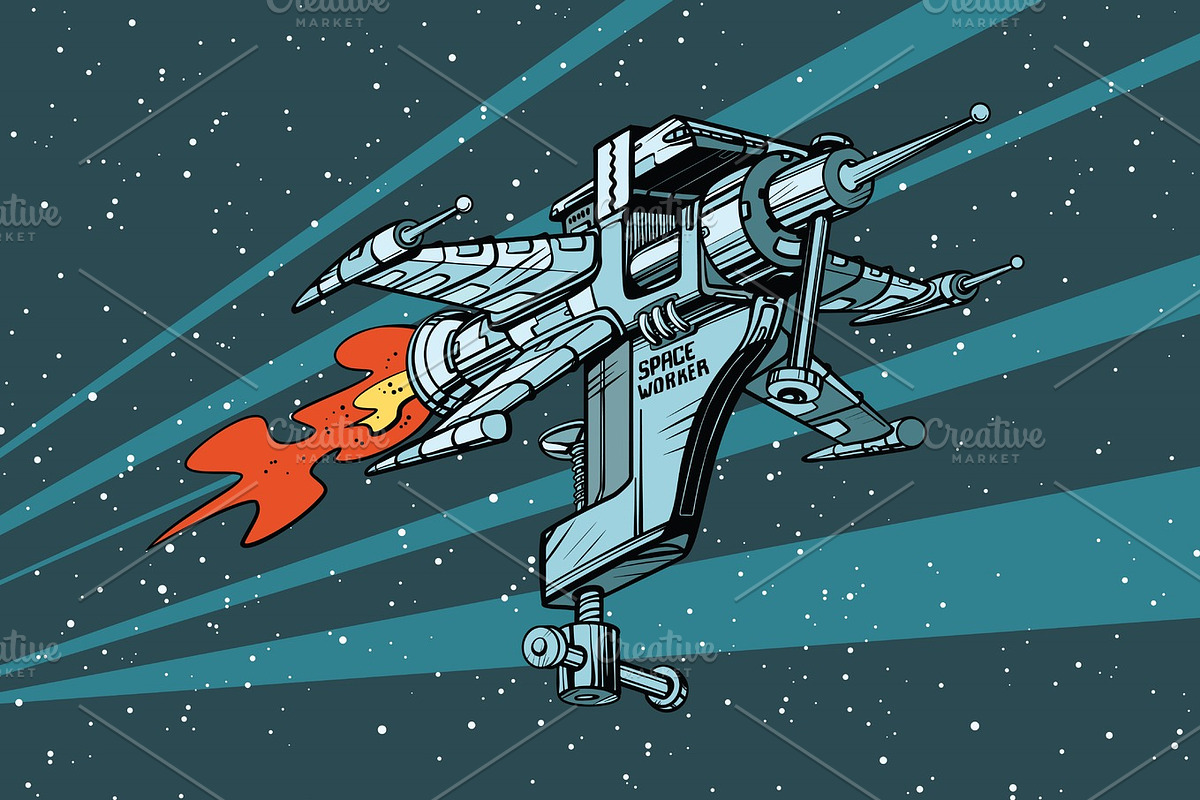 Star working space ship of tools in Illustrations - product preview 8