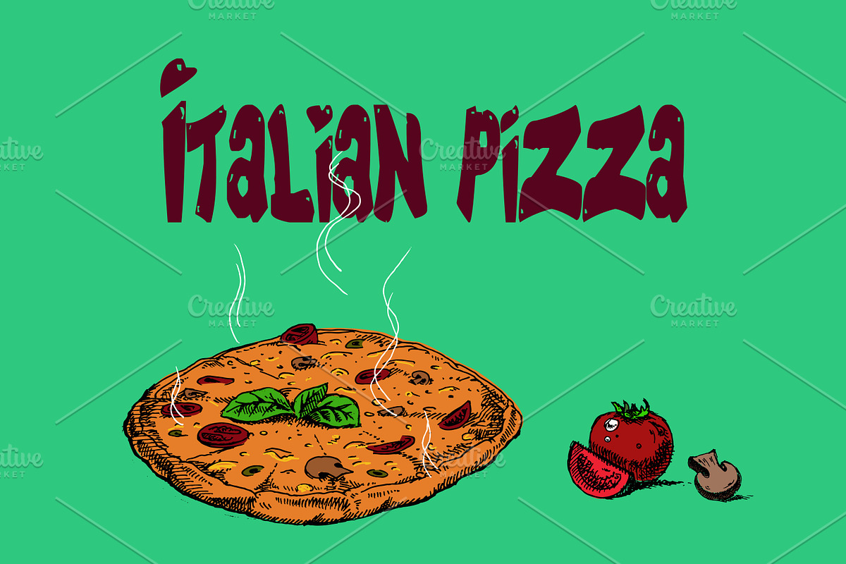 Hot pizza hand drawn in Illustrations - product preview 8