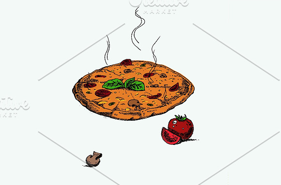 Hot pizza hand drawn in Illustrations - product preview 1