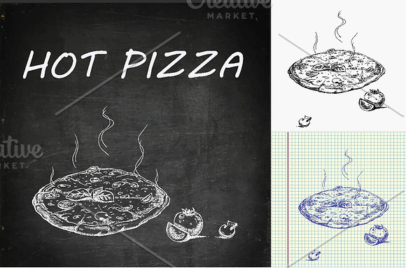 Hot pizza hand drawn in Illustrations - product preview 2