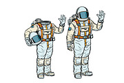 Astronaut in spacesuit and mockup without a head
