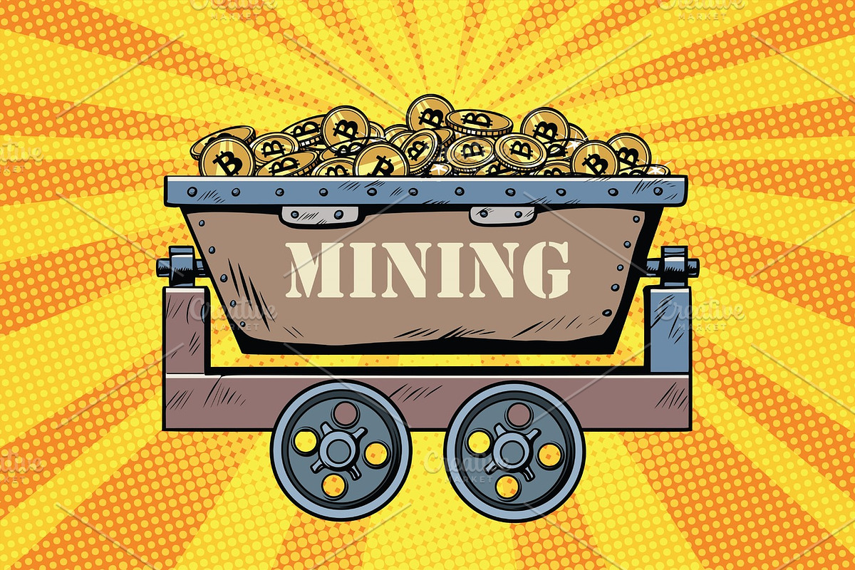 mining trolley with cryptocurrency bitcoin in Illustrations - product preview 8
