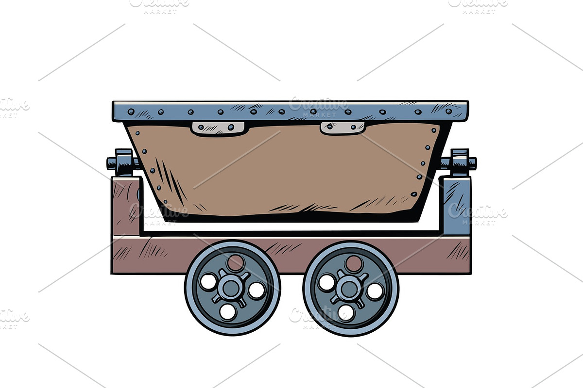 Metal mining trolley in Illustrations - product preview 8