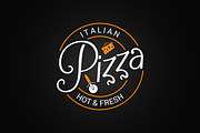 pizza logo badge design background