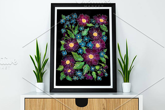 SALE! Watercolor Inked Floral Art in Illustrations - product preview 1