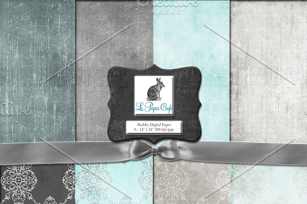 Teal & Gray Damask Backgrounds