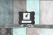 Teal & Gray Damask Backgrounds