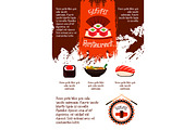 Sushi restaurant vector poster template