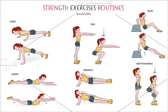 Strength Exercise Routine in Illustrations - product preview 1