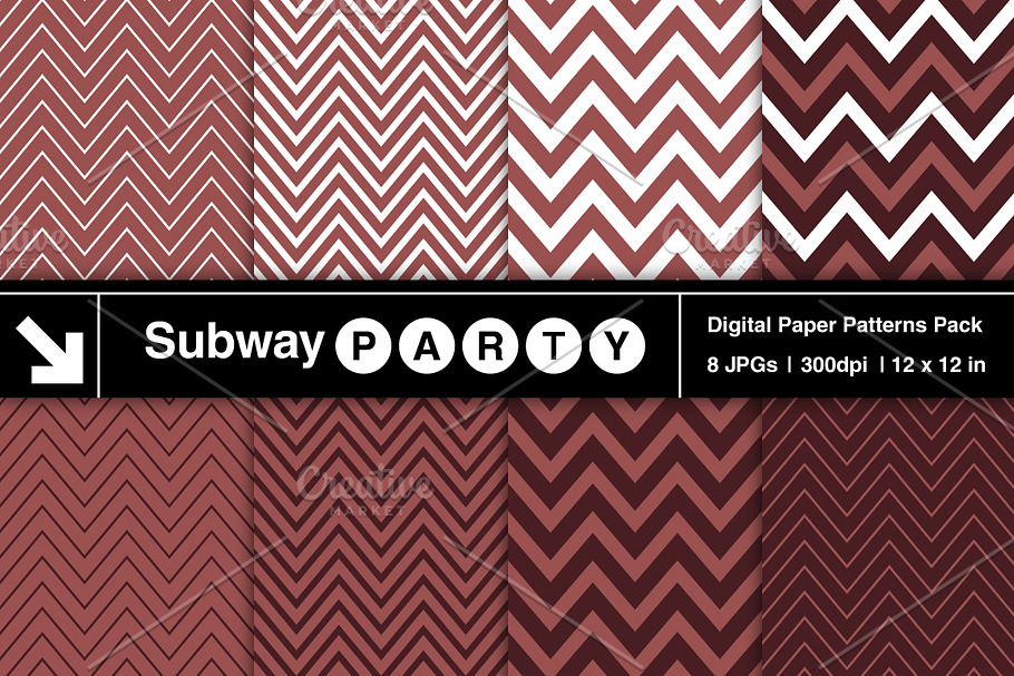 Marsala & White Chevron Papers in Patterns - product preview 8