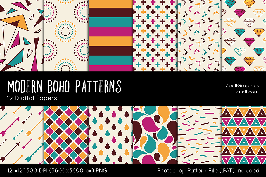 Modern Boho Digital Papers in Patterns - product preview 8