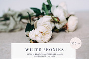 White peonies film look stock photos