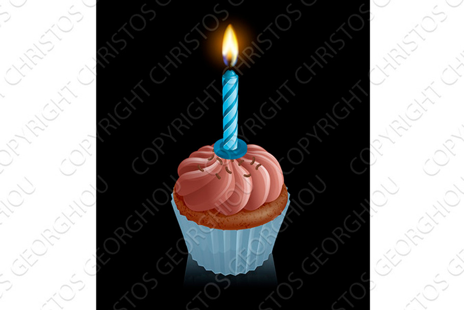Chocolate fairy cake cupcake with birthday candle