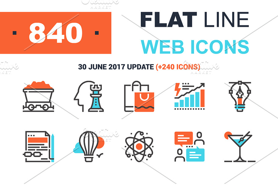 Flat Line Web Icons in Flat Icons - product preview 8