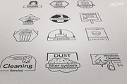 Cleaning Service Badge Logos Set