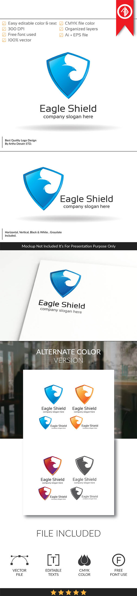Eagle Shield - Logo Template in Logo Templates - product preview 4
