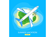 Summer Vacation Flat Style Vector Web Banner 