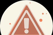 Attention sign icon with long shadow. Simple circle icon.