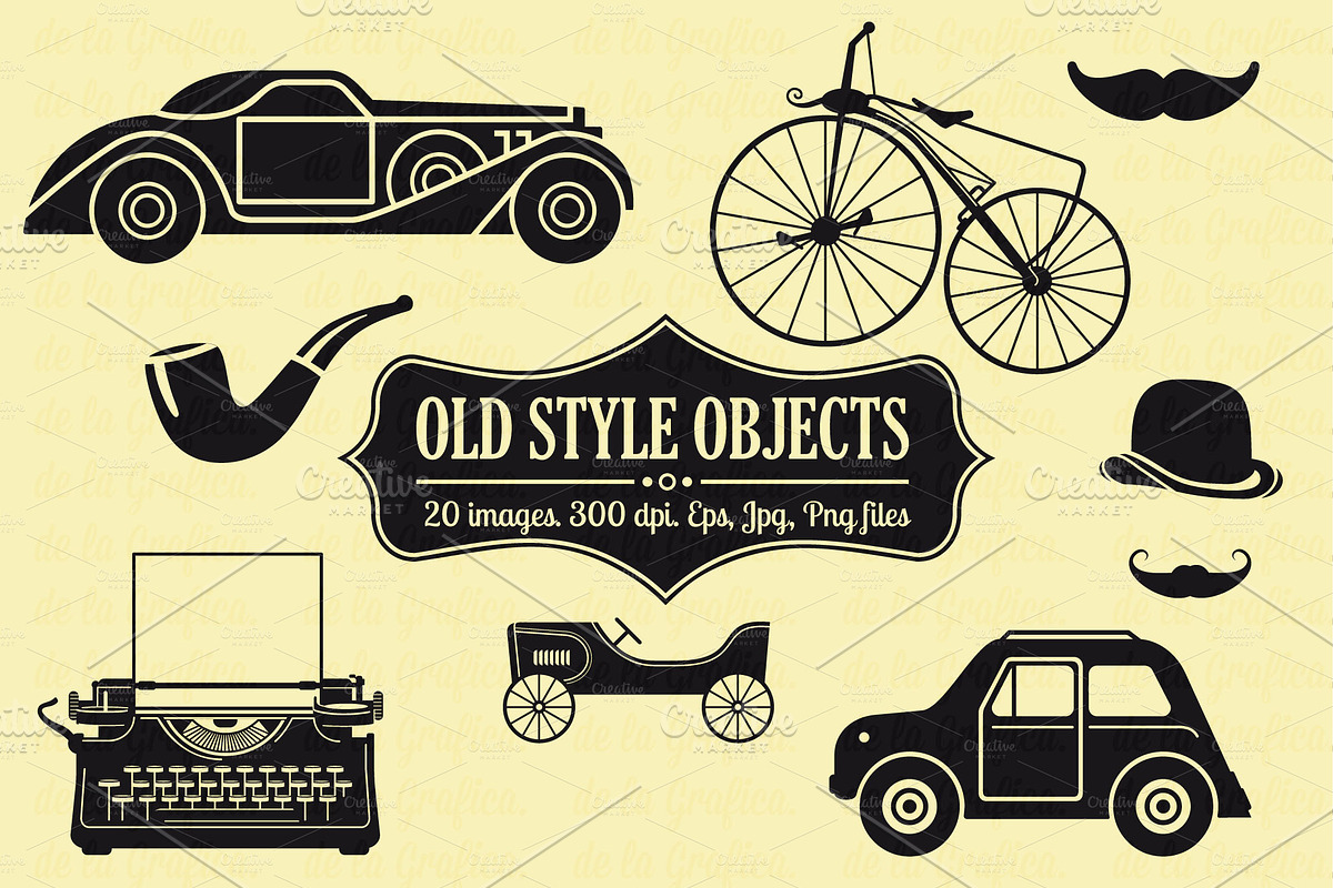 20 Old Style Objects Vector Set in Objects - product preview 8