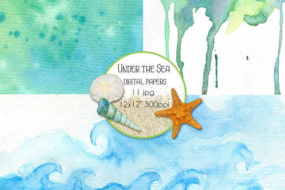 Under the Sea Watercolor Textures in Textures - product preview 4