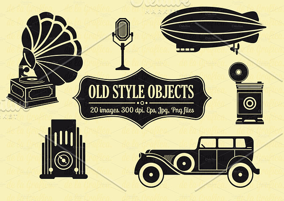 20 Old Style Objects Vector Set in Objects - product preview 1